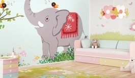 어린이집포인트벽지 어린이집시트지 어린이집벽지 어린이집거실포인트벽지 ap527 뮤럴벽지_(맞춤제작 상품)   작은 코끼리