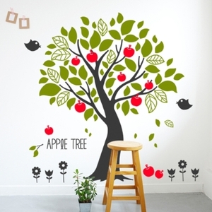 어린이집 벽면환경구성 카페유리창스티커 어린이집벽면스티커  cj589-사과나무  