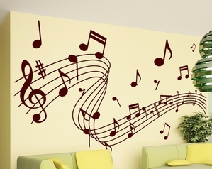 음악학원스티커 피아노학원스티커 어린이집벽면포인트 ch506-오선지의음표초대형 그래픽스티커