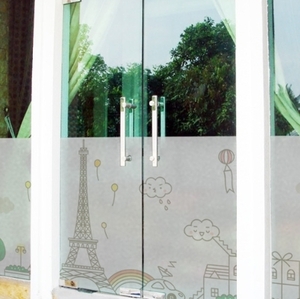 거실창문시트지 카페유리시트지 거실유리시트지 에펠탑시트지 ck027-에펠탑마을_글라스 