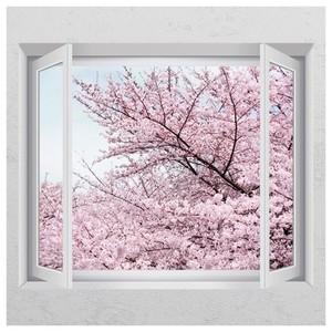 유리창 벚꽃 스티커 벚꽃시트지 cj843-핑크빛벚꽃_창문그림액자 