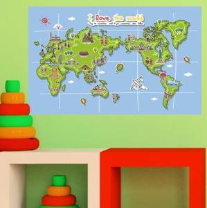 세계지도벽지  세계지도시트지 gip265-어린이세계지도(소형)