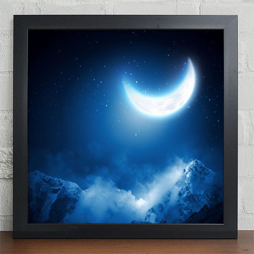 달액자 moon 달 초생달 인테리어액자 cv109-산속의푸른달 