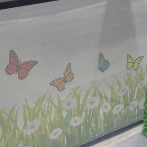 베란다 유리시트지 창문 유리창시트지 주문제작 시트지 cs097-풀잎위에 나비들