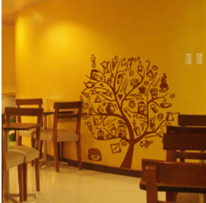 카페스티커 까페 시트지 커피숍 스티커 ih071-커피심볼나무(중형) 