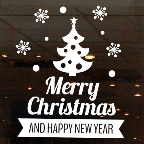 카페 크리스마스 트리 시트지 눈사람 루돌프 눈꽃 창문 스티커 ggcj780- 트리 시리즈1