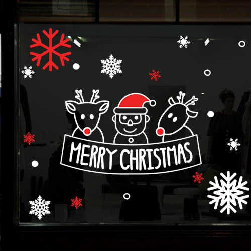 크리스마스 시트지 눈꽃 스티커 루돌프 사삼 창문 대형 눈결정 썬팅지 눈사람 눈송이 유리창 tggs005 루돌프랑 크리스마스