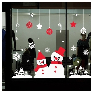 크리스마스 눈사람 스노우맨 시트지 눈꽃 눈송이 눈알갱이 스티커 cggm503 행복한 커플 눈사람