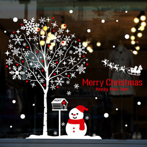 카페 크리스마스 스티커 크리스마스벽스티커 크리스마스유리스티커 크리스마스창문꾸미기 cmi258-눈꽃나무 아래에서