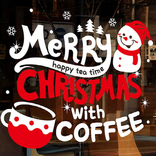 크리스마스시트지 크리스마스눈시트지 크리스마스스티커 눈결정스티커 눈송이스티커 - 따뜻한 커피와 함께