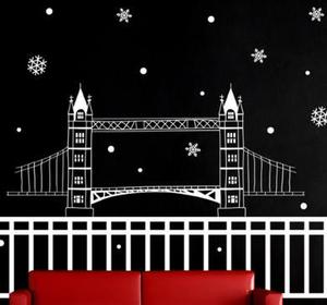 크리스마스 창문 스티커 크리스마스시트지 대형 크리스마스창문시트지 유리크리스마스시트지 크리스마스유리스티커 ij021-눈 내리는 런던의 타워브릿지 