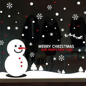 눈사람스티커 크리스마스시트지 크리스마스 창문시트지 유리시트지 카페스티커 cmi297-눈사람의 하루
