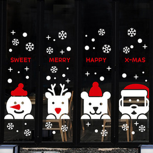 눈사람 루돌프 산타 스티커 크리스마스시트지 크리스마스 창문시트지 유리시트지 카페스티커 cmi298-메리해피 크리스마스