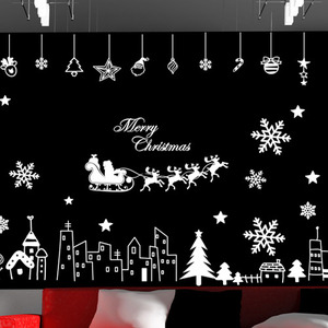 크리스마스벽면스티커 크리스마스 대형 스티커 창문 유리창 장식 데코 시트지  im083-뉴욕의 눈내리는거리(대형)