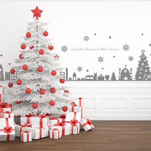 크리스마스 벽면스티커 크리스마스 대형 스티커 창문 유리창 장식 데코 시트지 pa044-눈내리는마을(대형)