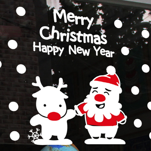 크리스마스 유리 스티커 트리 시트지 눈사람스티커 창문 유리창 카페스티커 -245 산타는 내친구