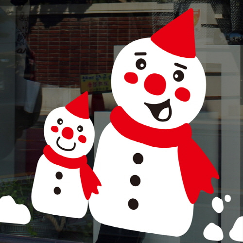 크리스마스 유리 스티커 트리 시트지 눈사람스티커 창문 유리창 카페스티커 -268 귀요미 눈사람