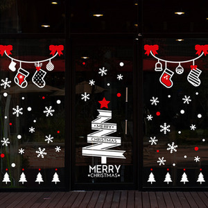 성탄절대형시트지 대형 크리스마스시트지 카페 크리스마스 장식 스티커 창문시트지 cmi300-리본트리와 양말가랜드