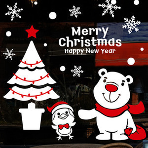 성탄절대형시트지 대형 크리스마스시트지 카페 크리스마스 장식 스티커 창문시트지 cmi304-겨울 친구들과 크리스마스