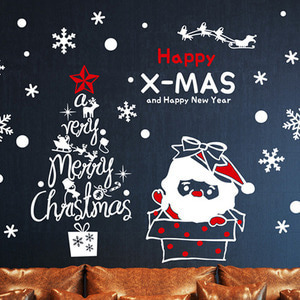 성탄절대형시트지 대형 크리스마스시트지 카페 크리스마스 장식 스티커 창문시트지 cmi305-산타와 해피X-MAS