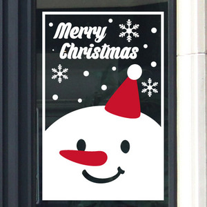 크리스마스 창문 스티커 눈꽃 눈사람 유리창 장식 시트지 성탄절 유리스티커-네모네모 크리스마스-눈사람