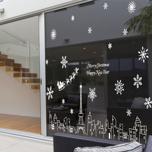 크리스마스 데코스티커 대형 창문 시트지 유리창 스티커 카페크리스마스장식 cmi014-파리의 크리스마스 풍경