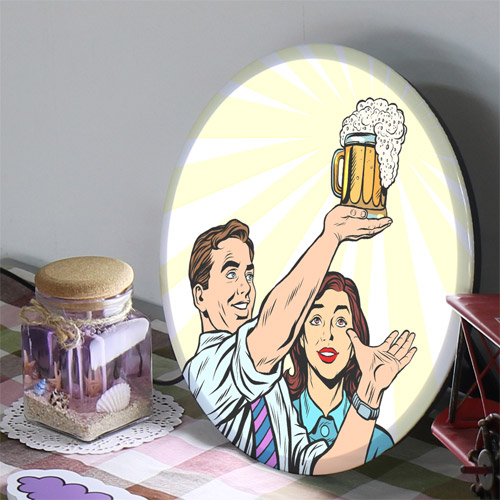 벽장식 신혼결혼식 선물 집들이 액자 인테리어액자  LED액자 수면등 무드등 맥주 불금 휴일 음주 술 호프 gna351-LED액자25R 불금엔역시맥주