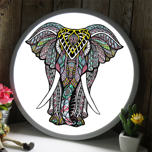 신혼결혼식 선물 집들이 액자 인테리어액자  LED액자 수면등 무드등 컬러 코끼리 색칠 색깔 컬러 동물 야생동물 아프리카 gna508-LED액자35R 컬러코끼리