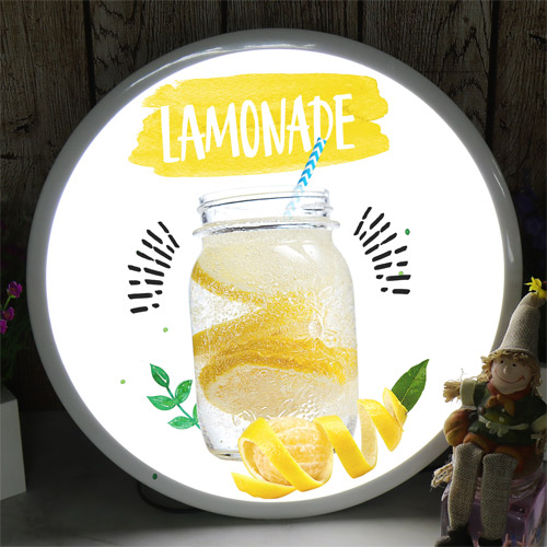 품격 풍수 사조명 반짝액자 인테리어액자 소품 장식 LED액자 Led 동그란 원형 액자 레몬 여름 쥬스 음료 과일 gnb236-LED액자35R 레몬에이드