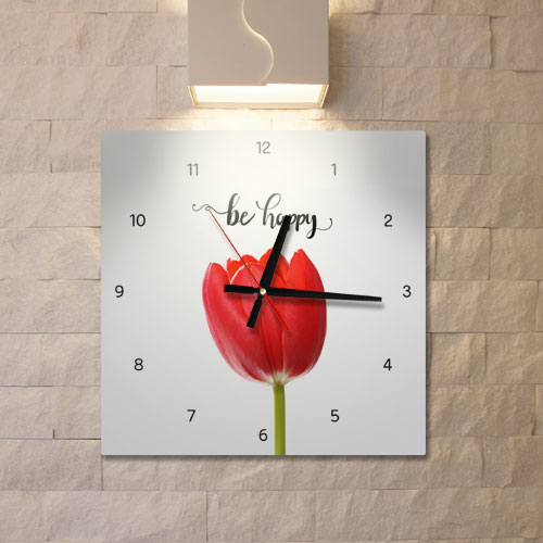 인테리어벽시계 집들이선물 튤립 꽃 식물 레터링 캘리 캘리그라피 심플 인테리어 인테리어벽시계 홈인테리어 홈데코 데코 디자인시계 ggpk673-비해피튤립