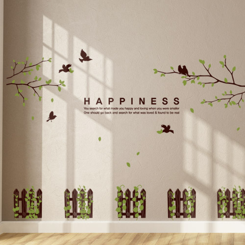 나무스티커 나무그래픽스티커 나무 나뭇가지  ps240-새들의행복한순간