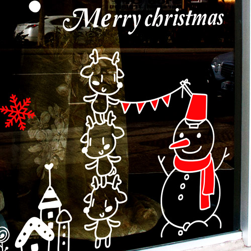 스노우맨 눈사람 루돌프 시트지 크리스마스 스티커 gtm023 행복한 겨울 크리스마스