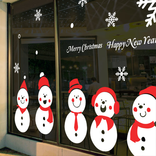 크리스마스시트지 대형 유리 창문 데코 스티커 눈꽃 눈결정 눈송이 스티커 ts070-눈사람들
