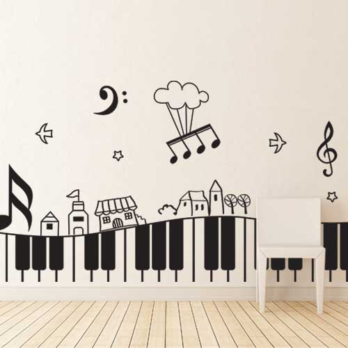 학원 음악 음표 높은음 낮은음 자리표 별 하늘 구름 새 집 나무 자연 데코 꾸미기 디자인 ggts208-피아노세상