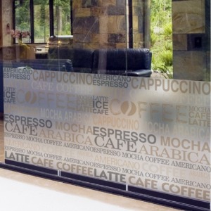 카페 썬팅 커피 coffee 반투명 안개 시트지 유리 유리창 창문 썬팅지 ggch020 카페 메뉴 타이포
