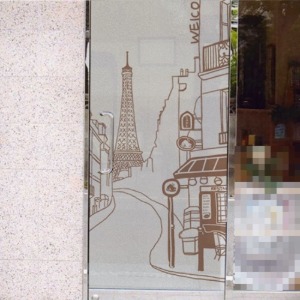 카페 썬팅 커피 coffee 반투명 안개 시트지 유리 유리창 창문 썬팅지 ggij036 에펠탑이 보이는 파리의 카페거리2