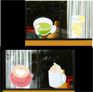 커피숍 스티커 카페 cafe 시트지 유리창 썬팅지 까페 창문 유리 썬팅 ggih156 카페 메뉴 일러스트