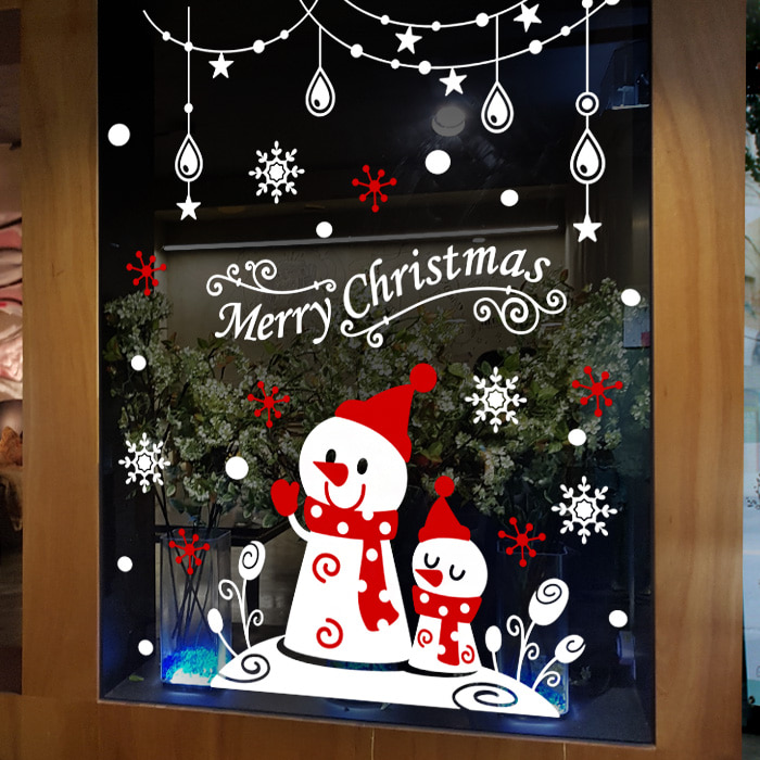 크리스마스 시트지 눈꽃 눈사람 스티커 jj149 룰루랄라 눈사람 가랜드