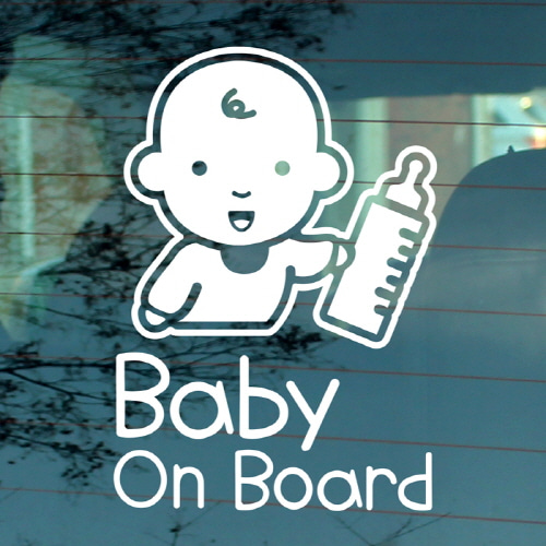 아이가타고있어요  아기가타고있어요 아기차량스티커 베이비인카_MLSC-535 자동차스티커_분유병과 아기 Baby on board