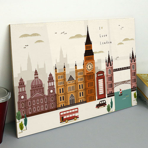 아크릴 액자 디자인 영국 디자인 일러스트 여행 외국 여행사 도시 풍경 cp550-아크릴액자 런던이좋아대형
