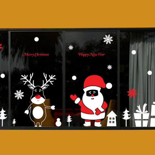 스티커 시트지 크리스마스 시즌 겨울 윈터 눈사람 스노우맨 메리크리 크리스마스 성탄절 christmas 눈꽃 눈 ggii801-산타마을루돌프친구(2톤)