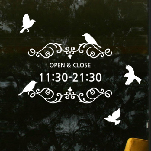 포인트스티커 영업시간 무늬 심플 새 오픈 클로즈 가게 매장 샵 셀프인테리어 포인트 꾸미기 ik422-새들과함께 오픈앤클로즈