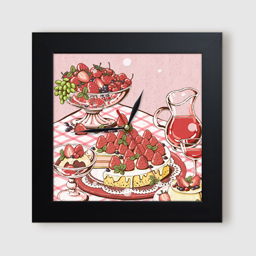 벽시계 음식 식당 요리 딸기 케잌 초콜렛 빵 쿠키 커피 푸딩 과일 ggit365-푸드일러스트 디저트 미니액자벽시계