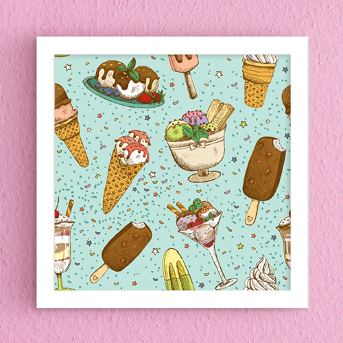 액자 인테리어액자 벽걸이 패턴 카페 파르페 소프트아이스크림 팥빙수 여름 바닐라 딸기 초코 과일 ggiv122-아이스크림페스티벌 인테리어액자