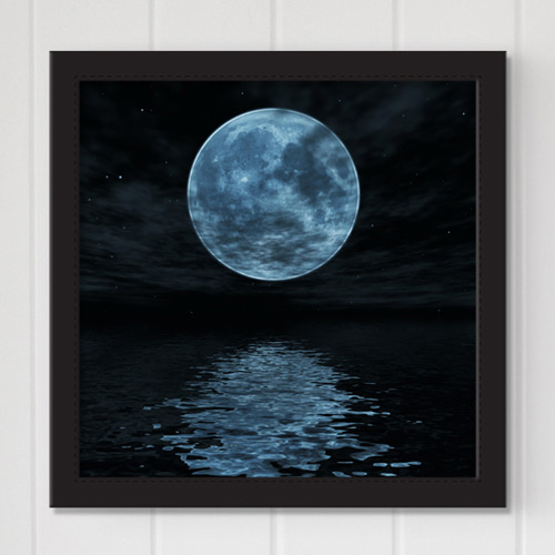 디자인 액자 인테리어액자 달 보름달 어둠 구름 자연 풍경 암흑 밤 호수 개기월식 ggiv222-어두운달빛바다 인테리어액자