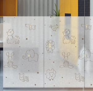 반투명 안개시트지 유리시트지 유리창시트지 창문시트지  cs015-귀여운 동물의 패턴 글라스
