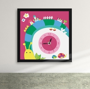 인테리어 벽시계 디자인액자시계 집들이선물 개업집선물 cy180-아이들을 위한 시계03_핑크 달팽이 액자시계