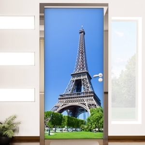 현관시트지 맞춤제작 현관문시트지  cp144-에펠탑과오후의여유