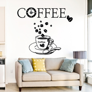 인테리어 벽시계 스티커벽시계  im290-한잔의 커피타임 그래픽시계(중형)