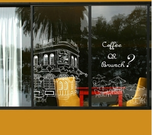 커피숍 유리창 스티커 카페 커피 까페 시트지  ip103-햇살가득비치는카페에서(원톤)